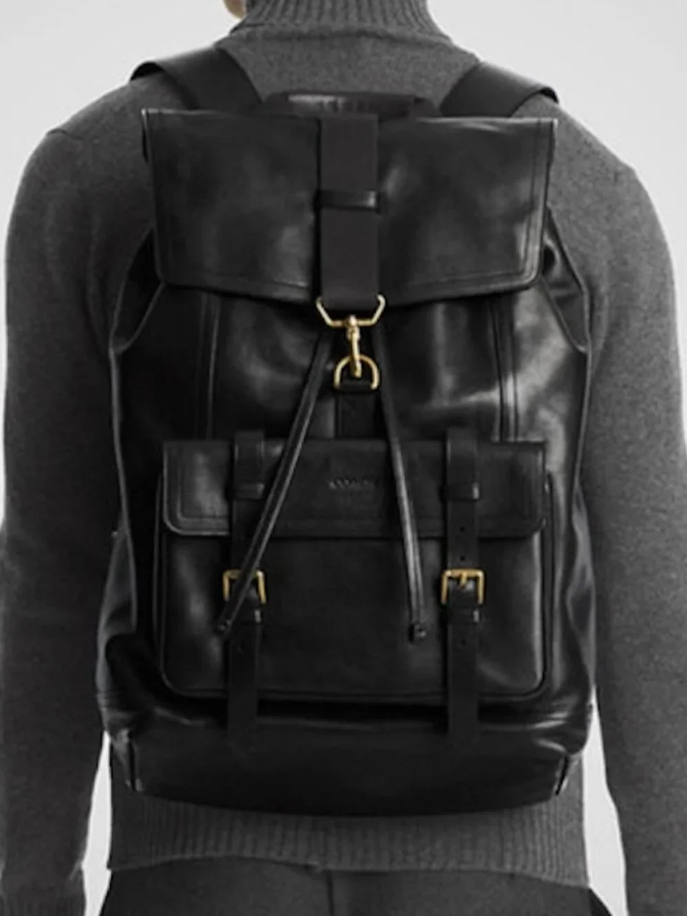 Coach Black Leather Backpack